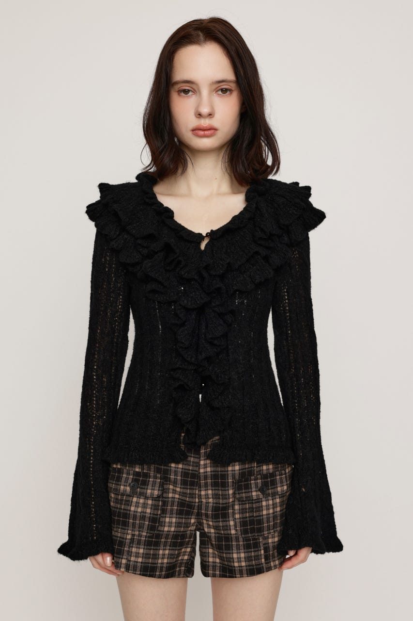 BOUCLE FRILLED トップス BLK FREE