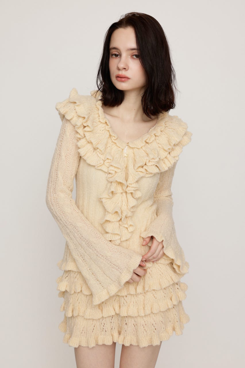 BOUCLE FRILLED トップス IVOY FREE