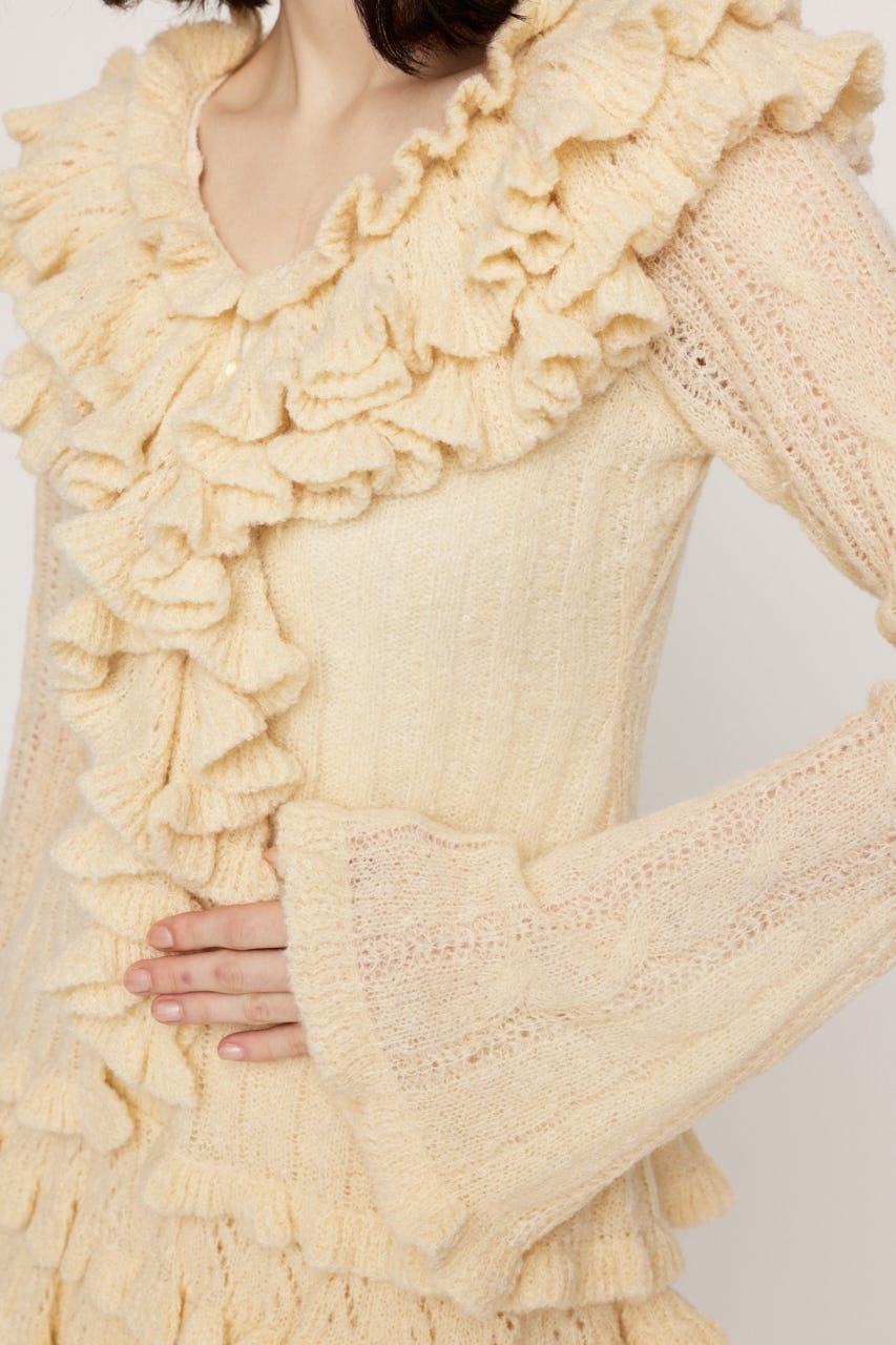 BOUCLE FRILLED トップス IVOY FREE