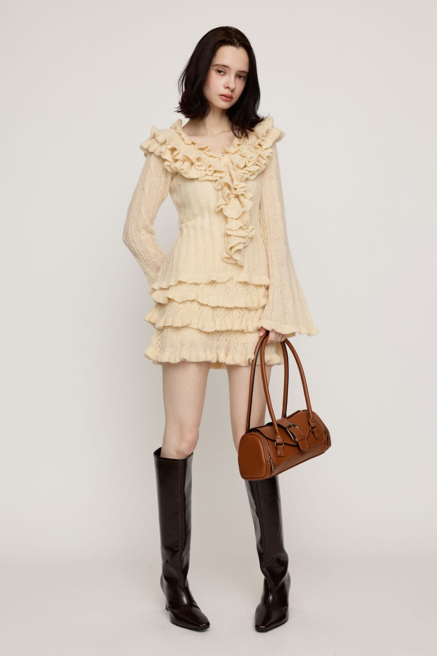 BOUCLE FRILLED トップス IVOY FREE