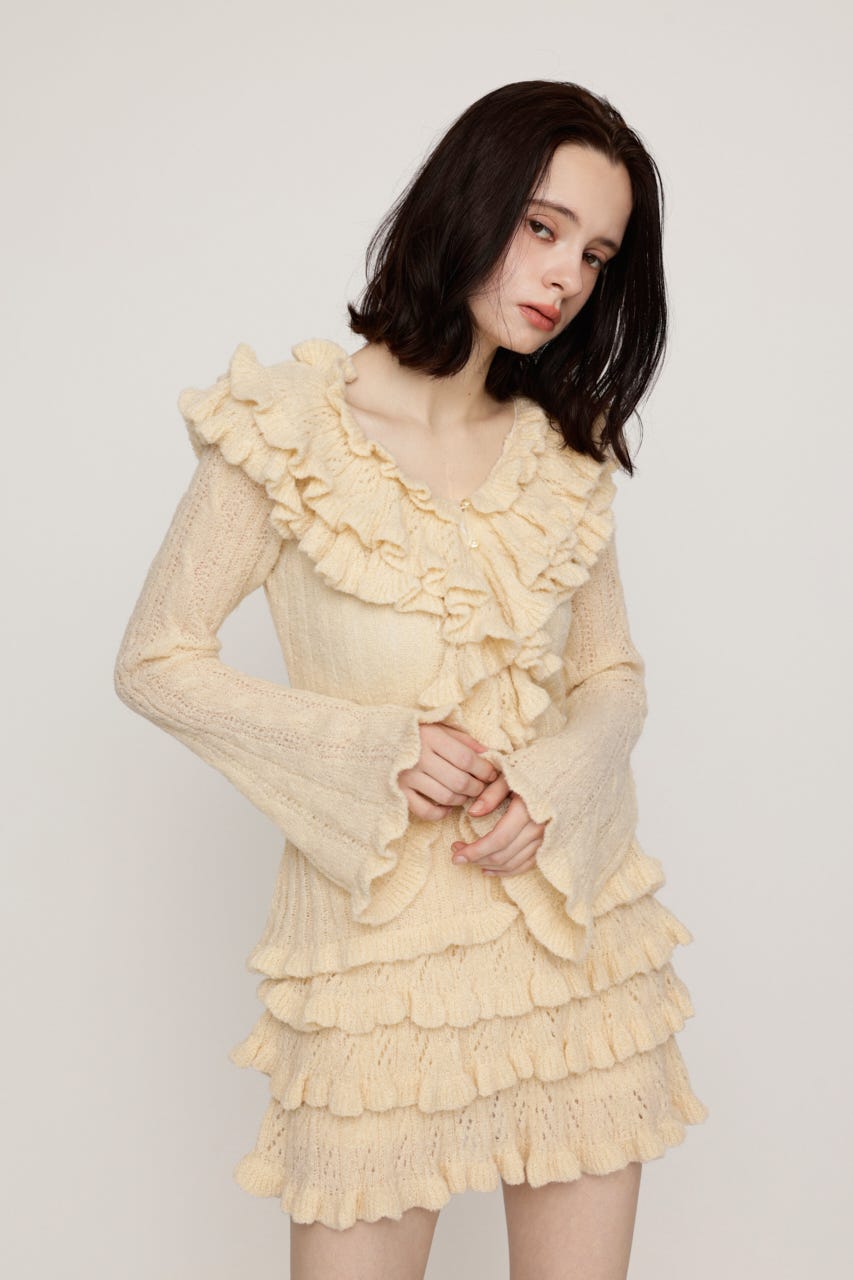 BOUCLE FRILLED トップス IVOY FREE