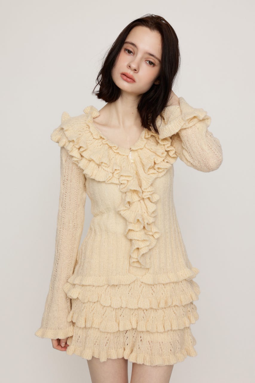 BOUCLE FRILLED トップス IVOY FREE