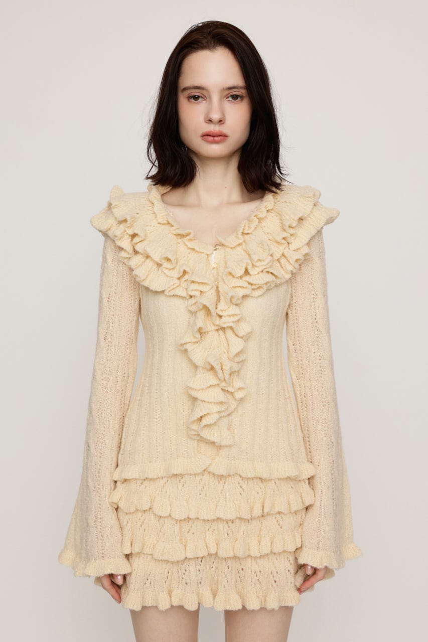 BOUCLE FRILLED トップス IVOY FREE