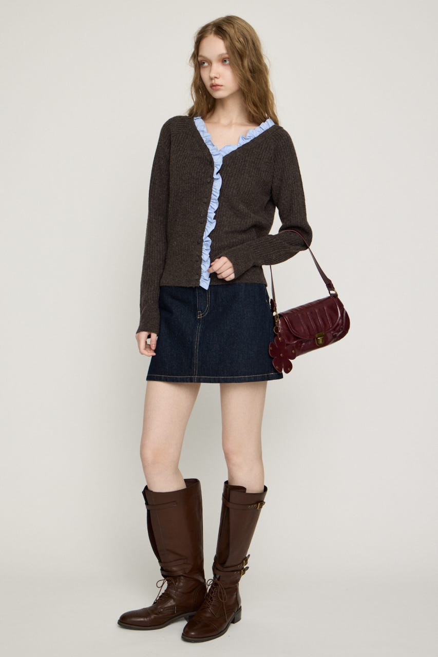 MANYWAY FRILLED KNIT トップス C.GRY FREE