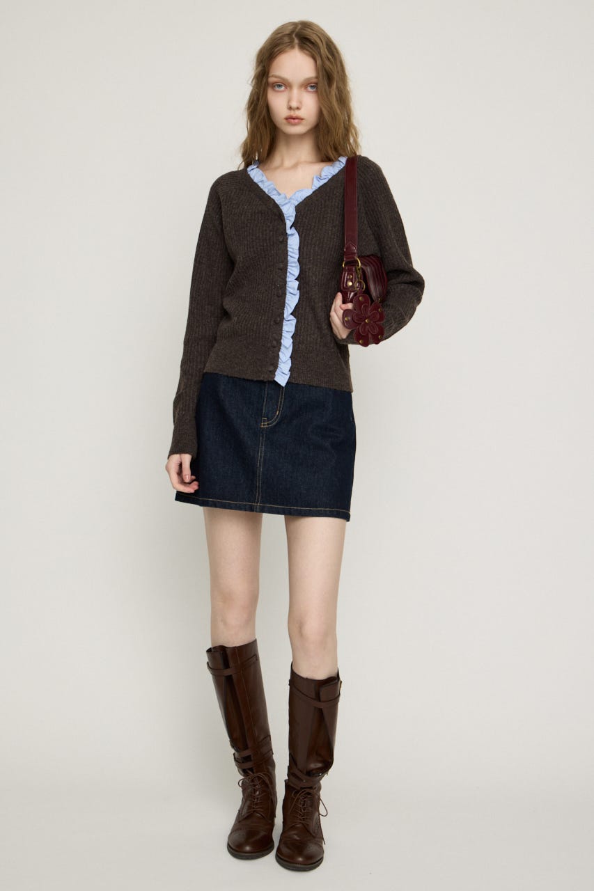MANYWAY FRILLED KNIT トップス C.GRY FREE