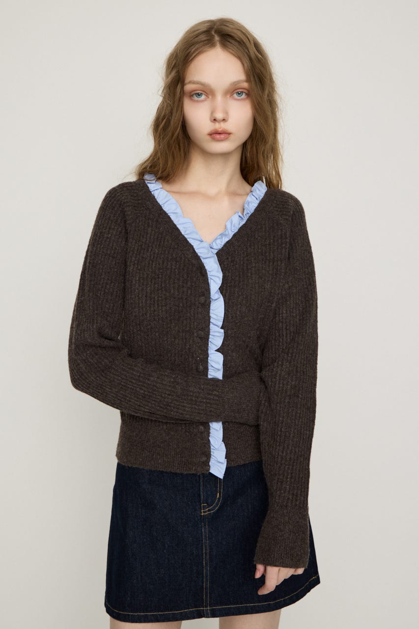 MANYWAY FRILLED KNIT トップス C.GRY FREE
