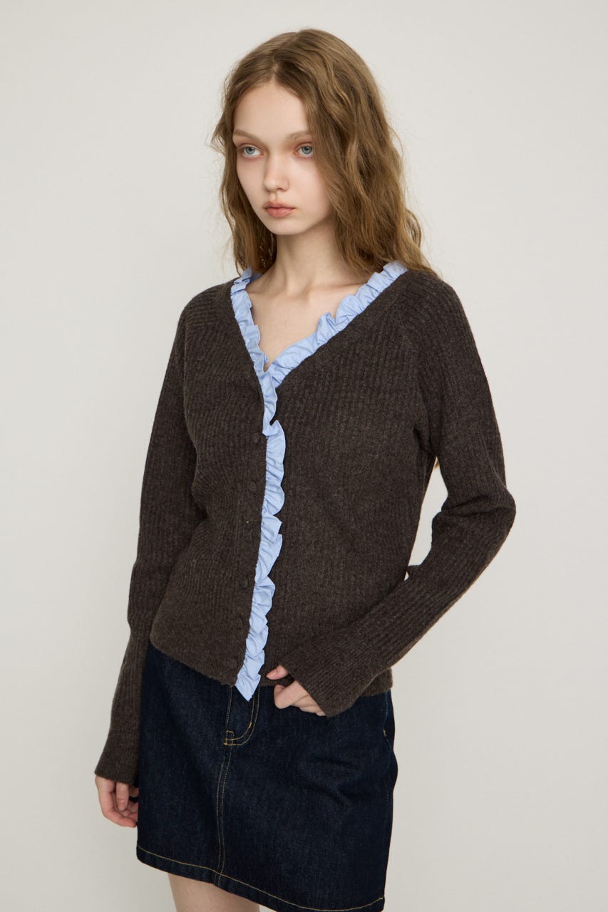 MANYWAY FRILLED KNIT トップス C.GRY FREE