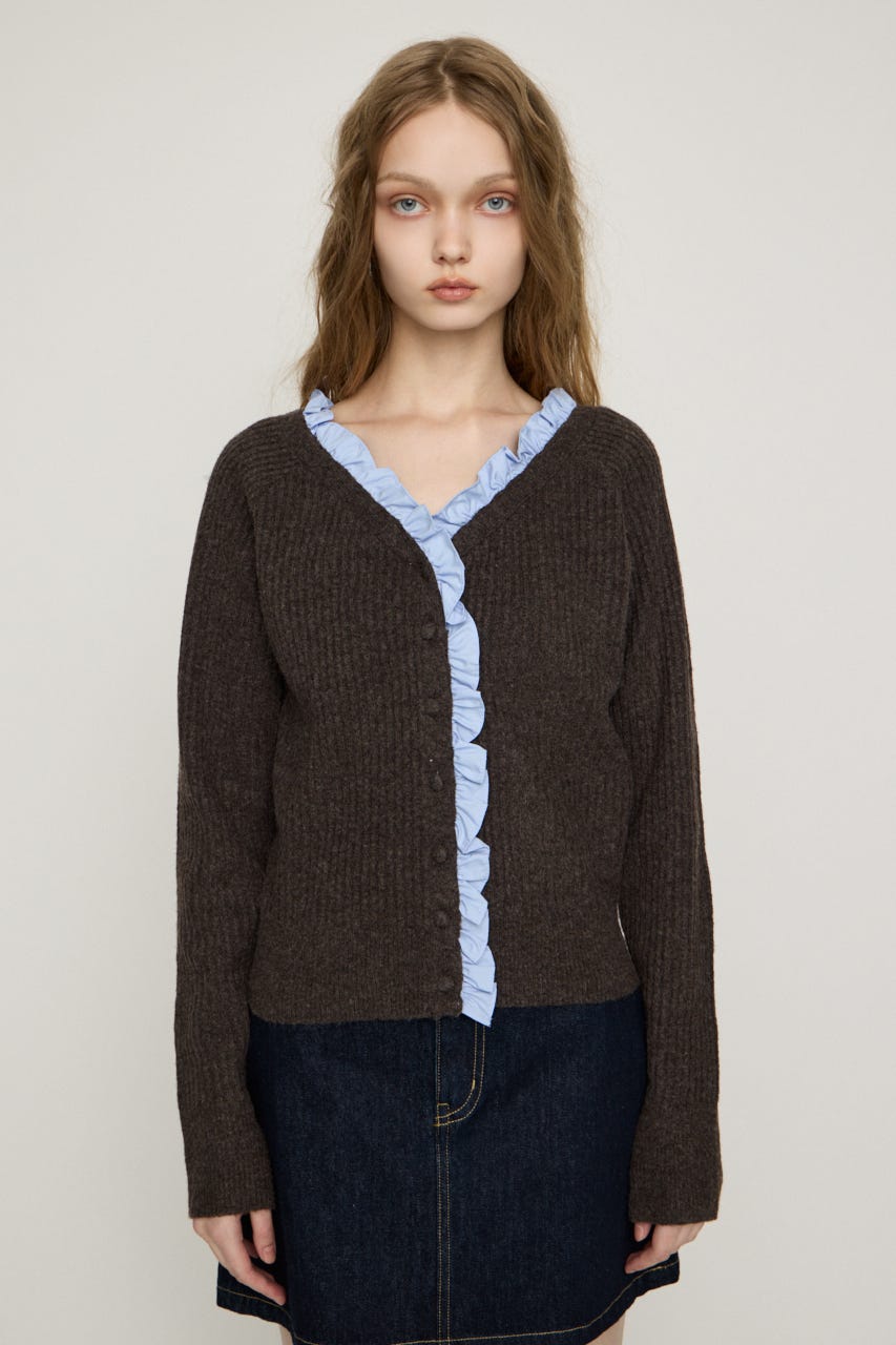 MANYWAY FRILLED KNIT トップス C.GRY FREE