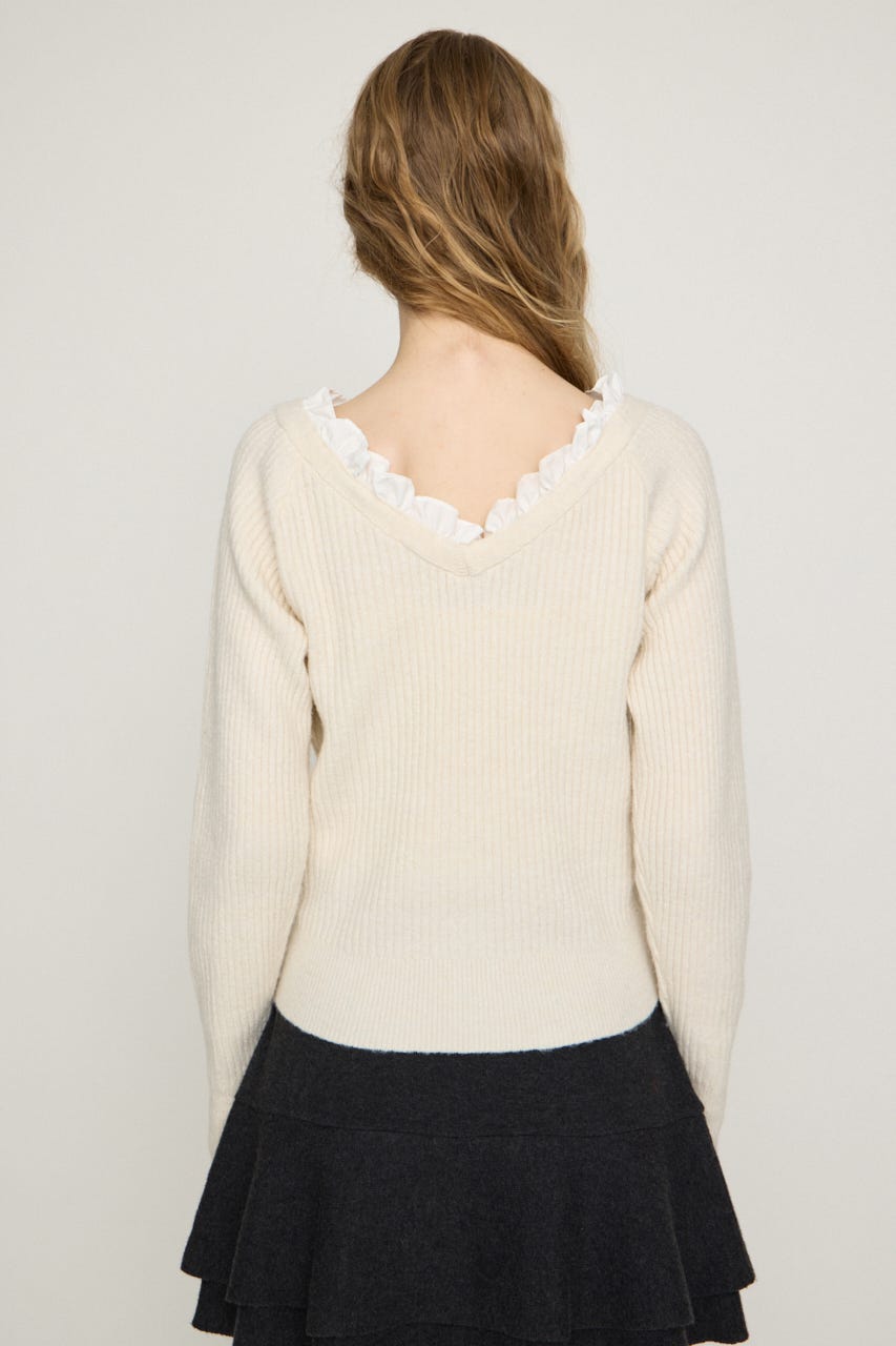 MANYWAY FRILLED KNIT トップス IVOY FREE