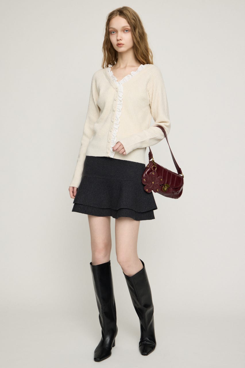 MANYWAY FRILLED KNIT トップス IVOY FREE
