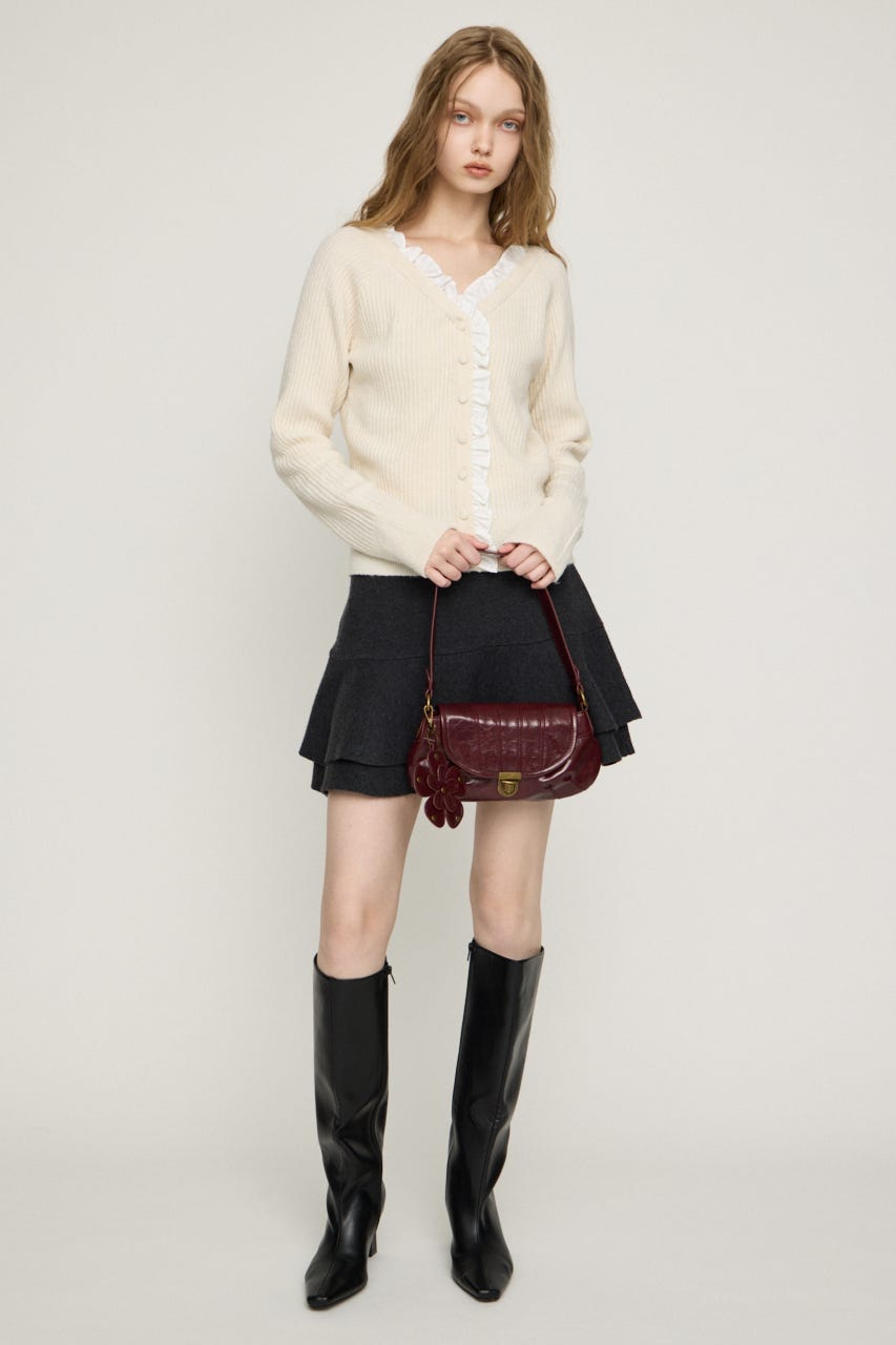 MANYWAY FRILLED KNIT トップス IVOY FREE