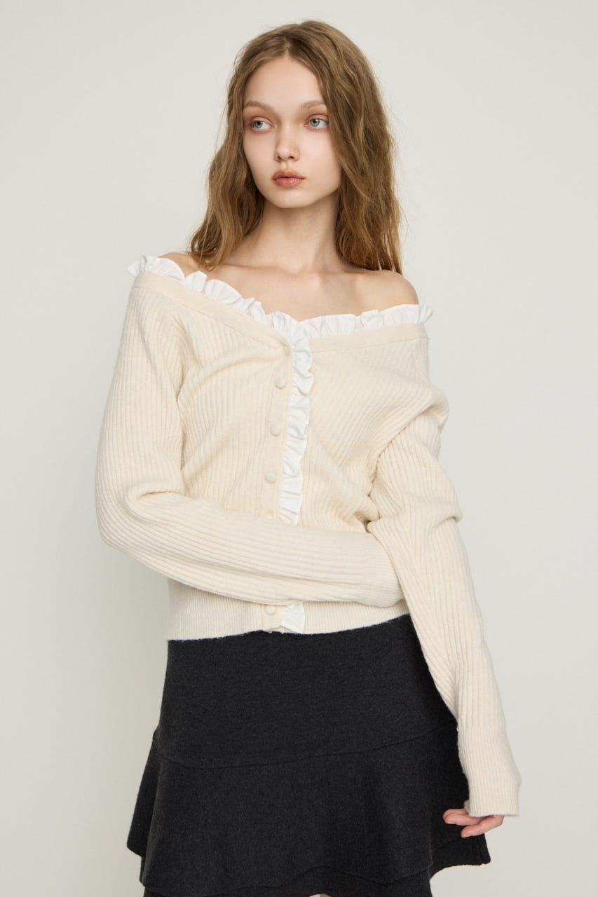 MANYWAY FRILLED KNIT トップス IVOY FREE