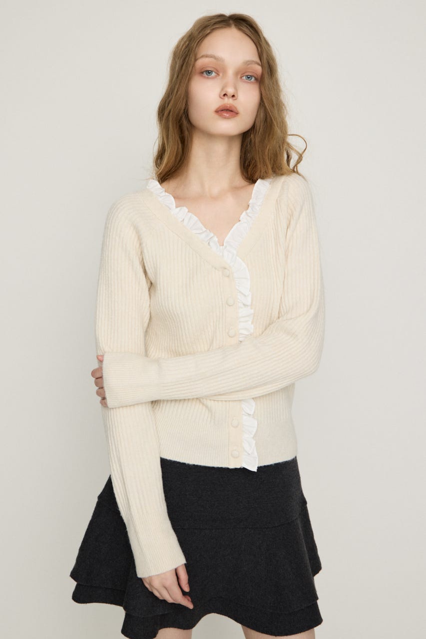 MANYWAY FRILLED KNIT トップス IVOY FREE