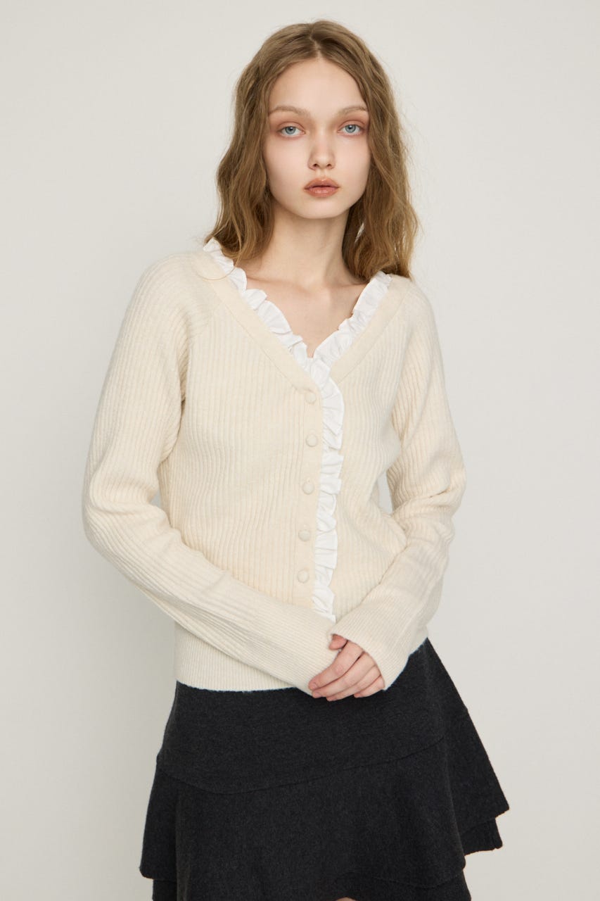 MANYWAY FRILLED KNIT トップス IVOY FREE
