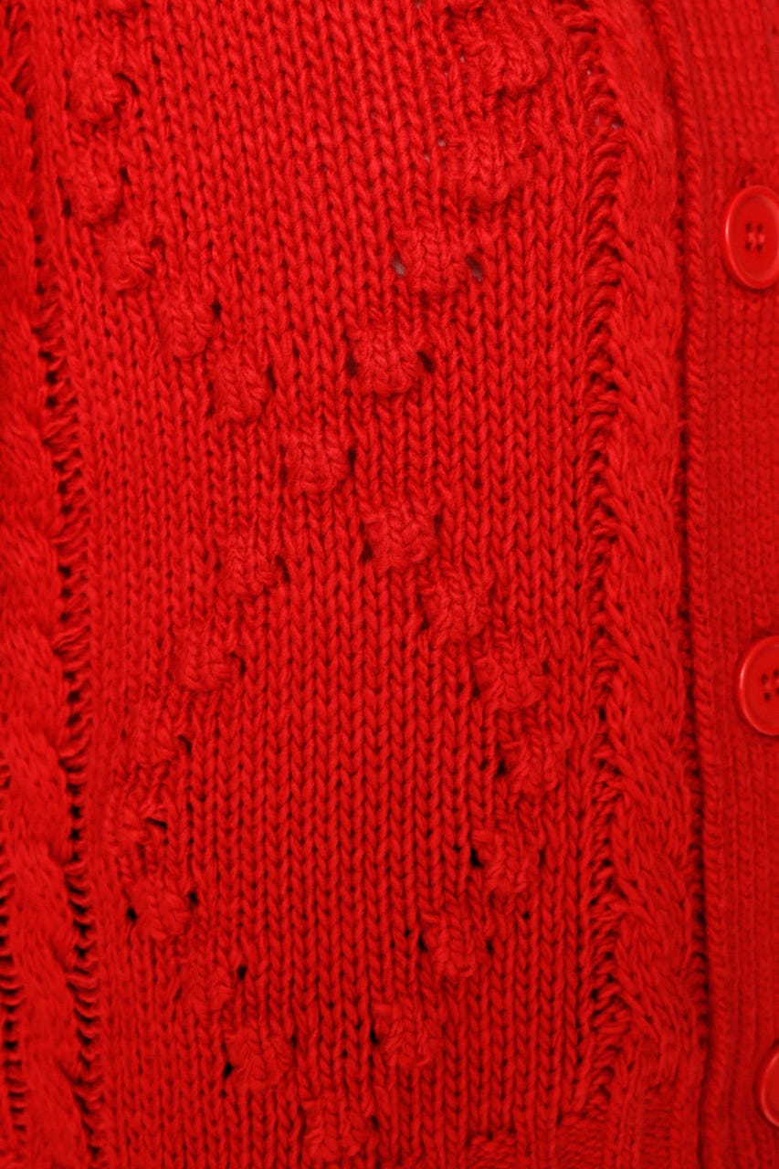 【LIMITED ITEM】PON PON CABLE カーディガン RED FREE