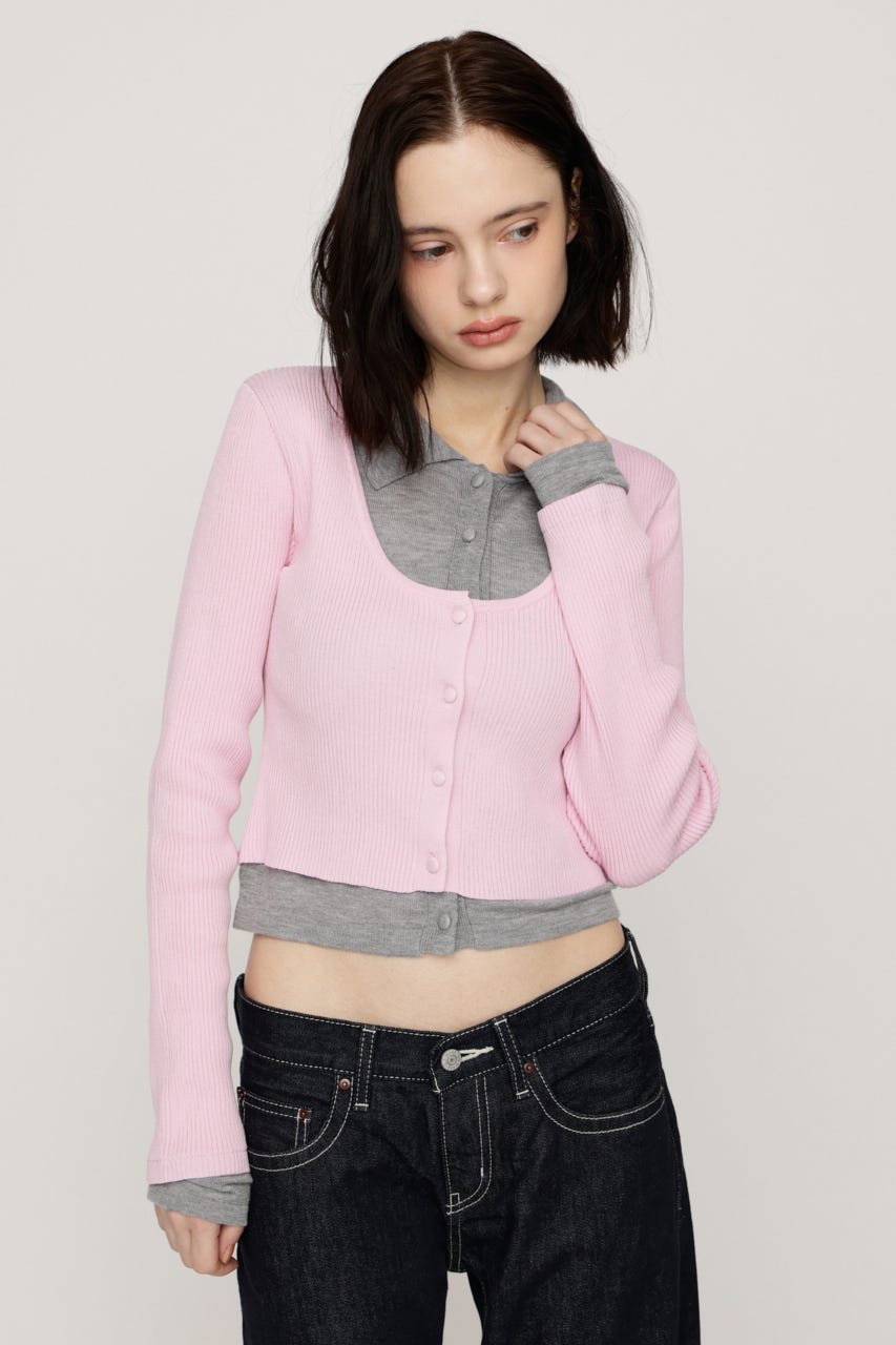 【LIMITED ITEM】LAYERED LIKE KNIT トップス L/PNK FREE