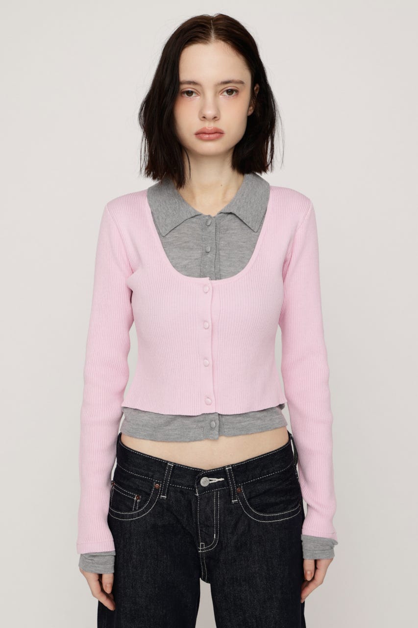 【LIMITED ITEM】LAYERED LIKE KNIT トップス L/PNK FREE