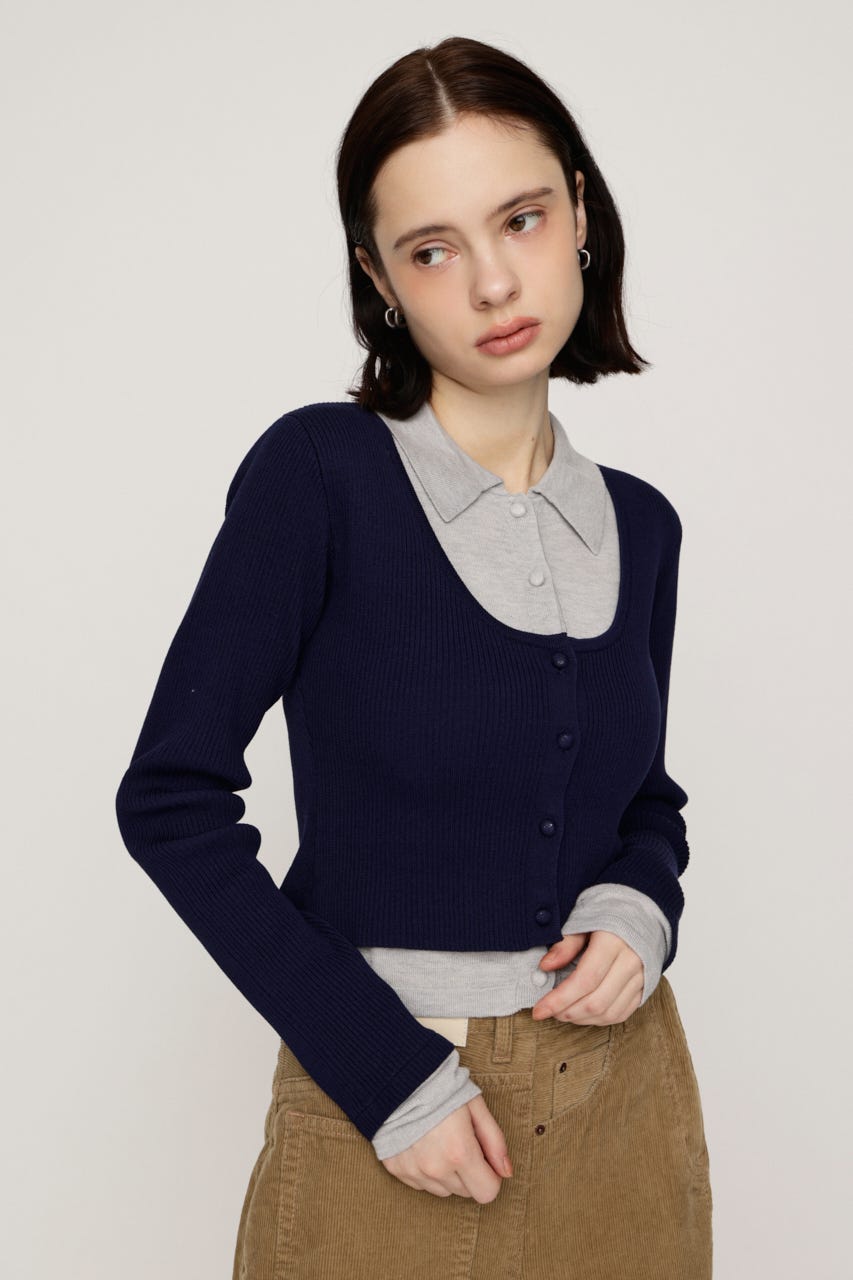 【LIMITED ITEM】LAYERED LIKE KNIT トップス NVY FREE