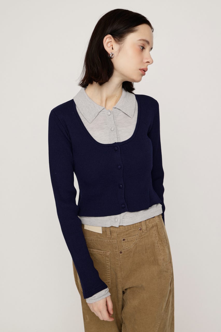 【LIMITED ITEM】LAYERED LIKE KNIT トップス NVY FREE