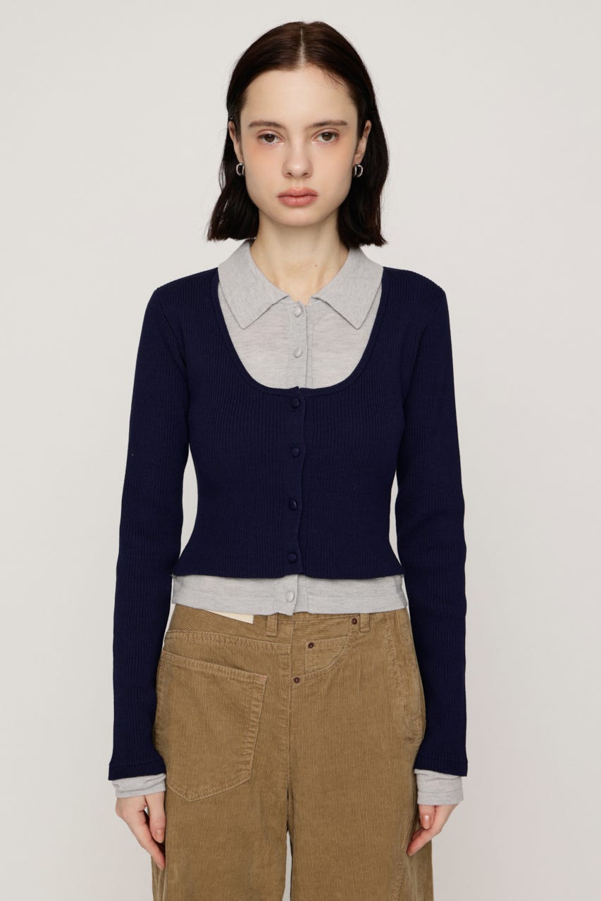【LIMITED ITEM】LAYERED LIKE KNIT トップス NVY FREE