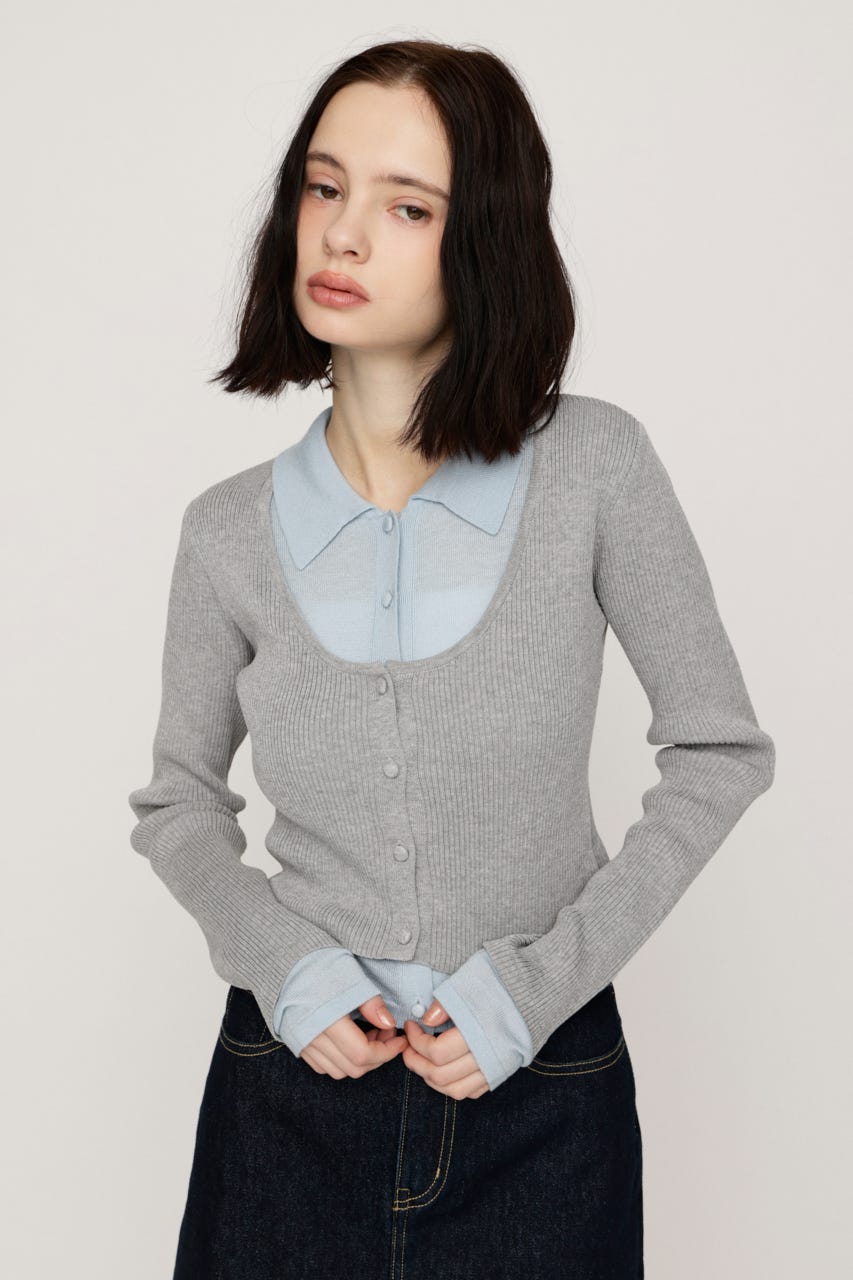 【LIMITED ITEM】LAYERED LIKE KNIT トップス T.GRY FREE