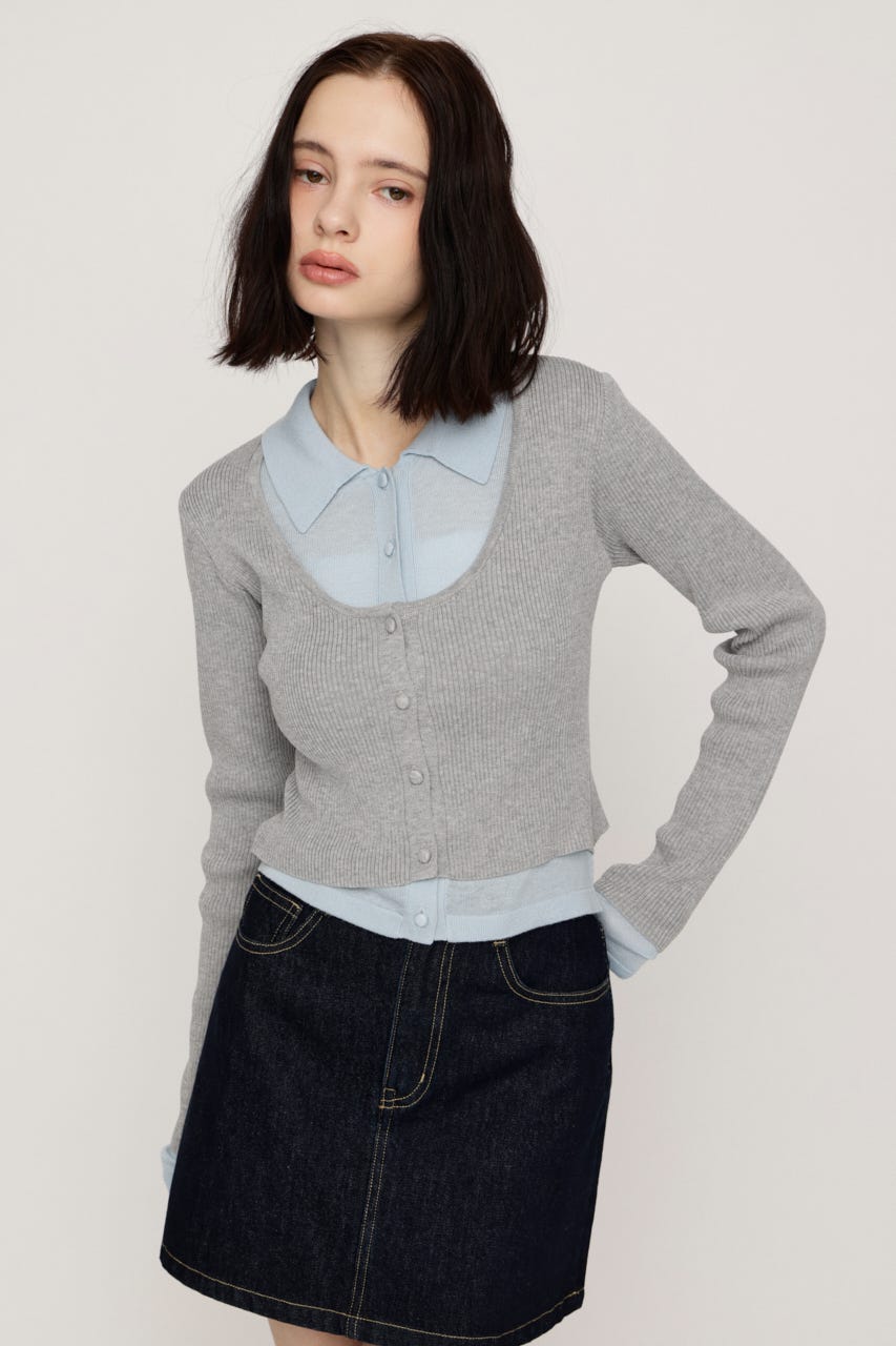 【LIMITED ITEM】LAYERED LIKE KNIT トップス T.GRY FREE