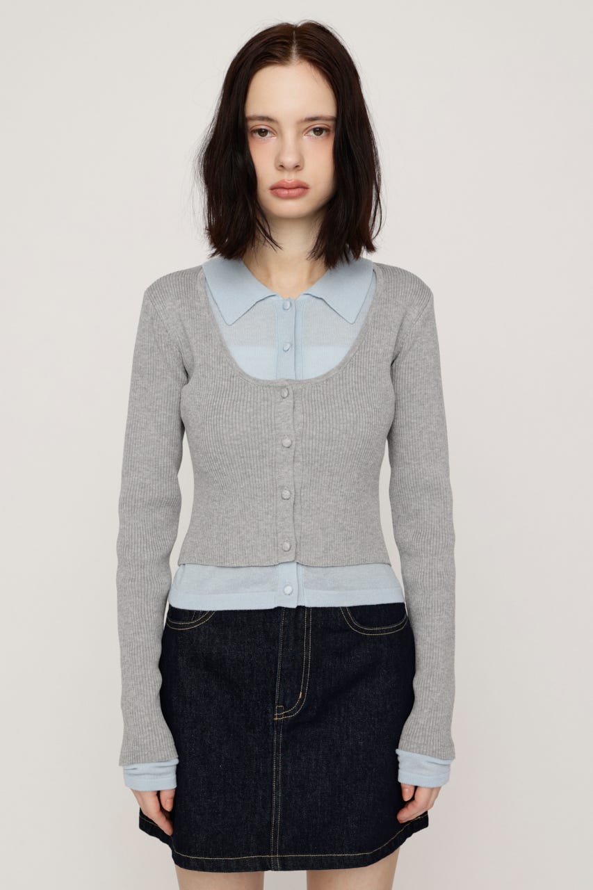 【LIMITED ITEM】LAYERED LIKE KNIT トップス T.GRY FREE
