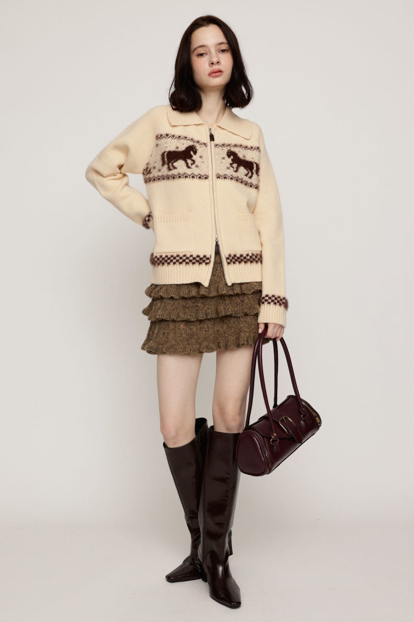 BOUCLE FRILLED ショートスカート BEG FREE