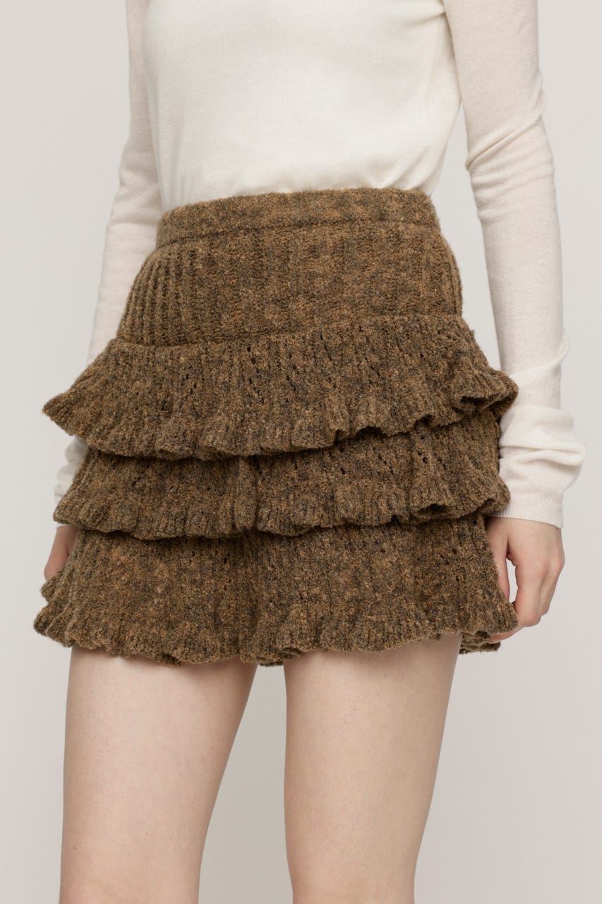 BOUCLE FRILLED ショートスカート BEG FREE