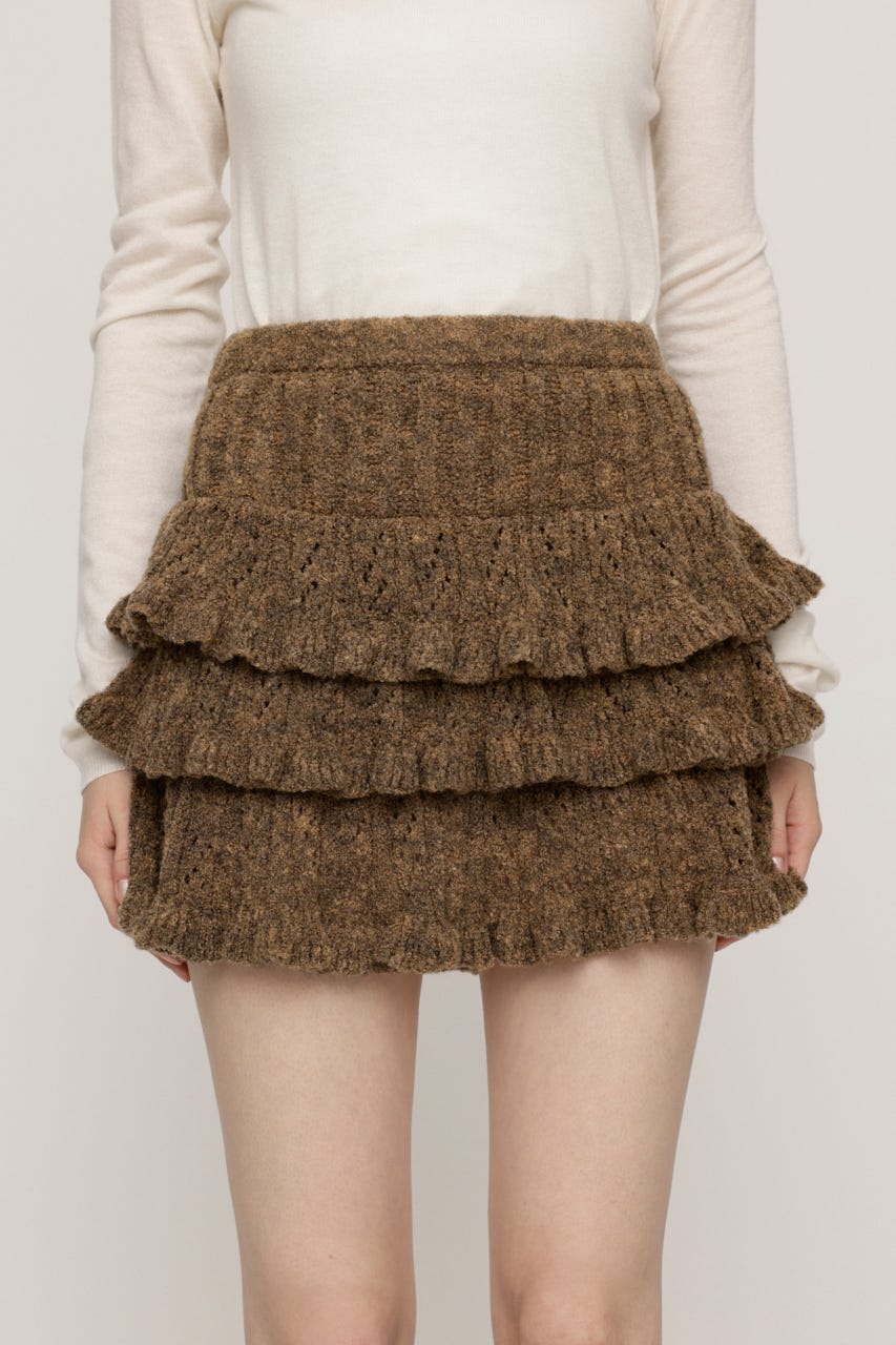 BOUCLE FRILLED ショートスカート BEG FREE