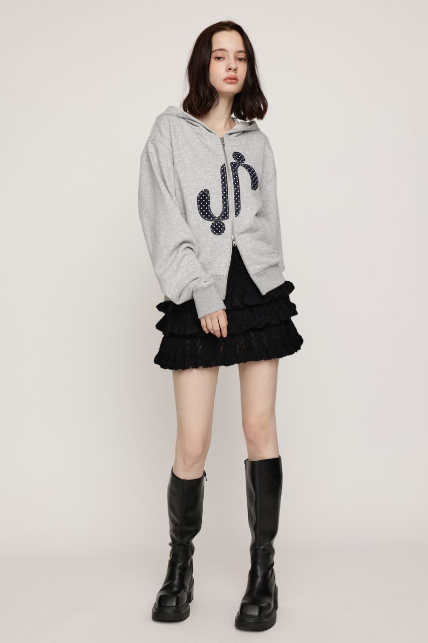 BOUCLE FRILLED ショートスカート BLK FREE