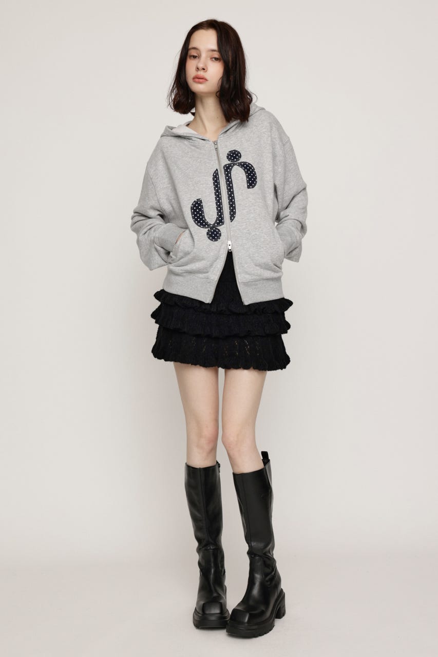BOUCLE FRILLED ショートスカート BLK FREE