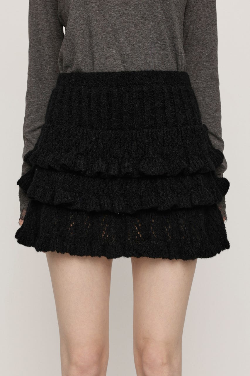 BOUCLE FRILLED ショートスカート BLK FREE