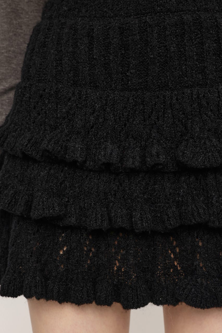 BOUCLE FRILLED ショートスカート BLK FREE