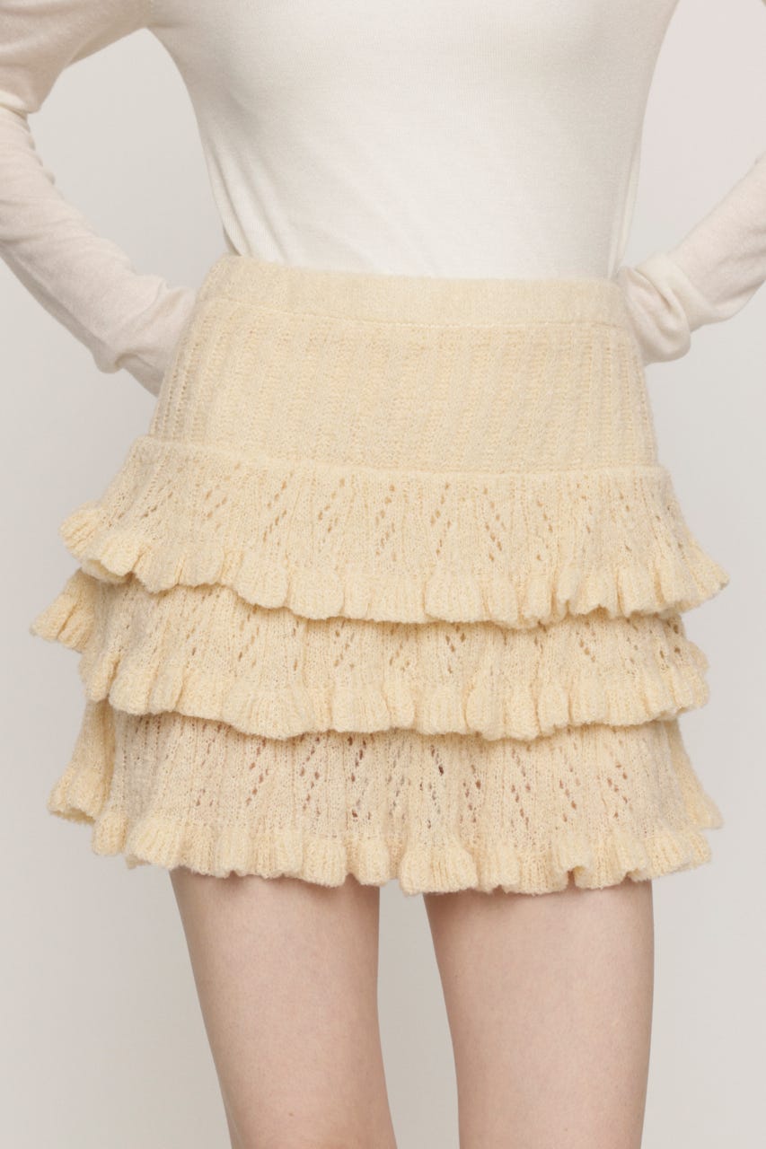 BOUCLE FRILLED ショートスカート IVOY FREE