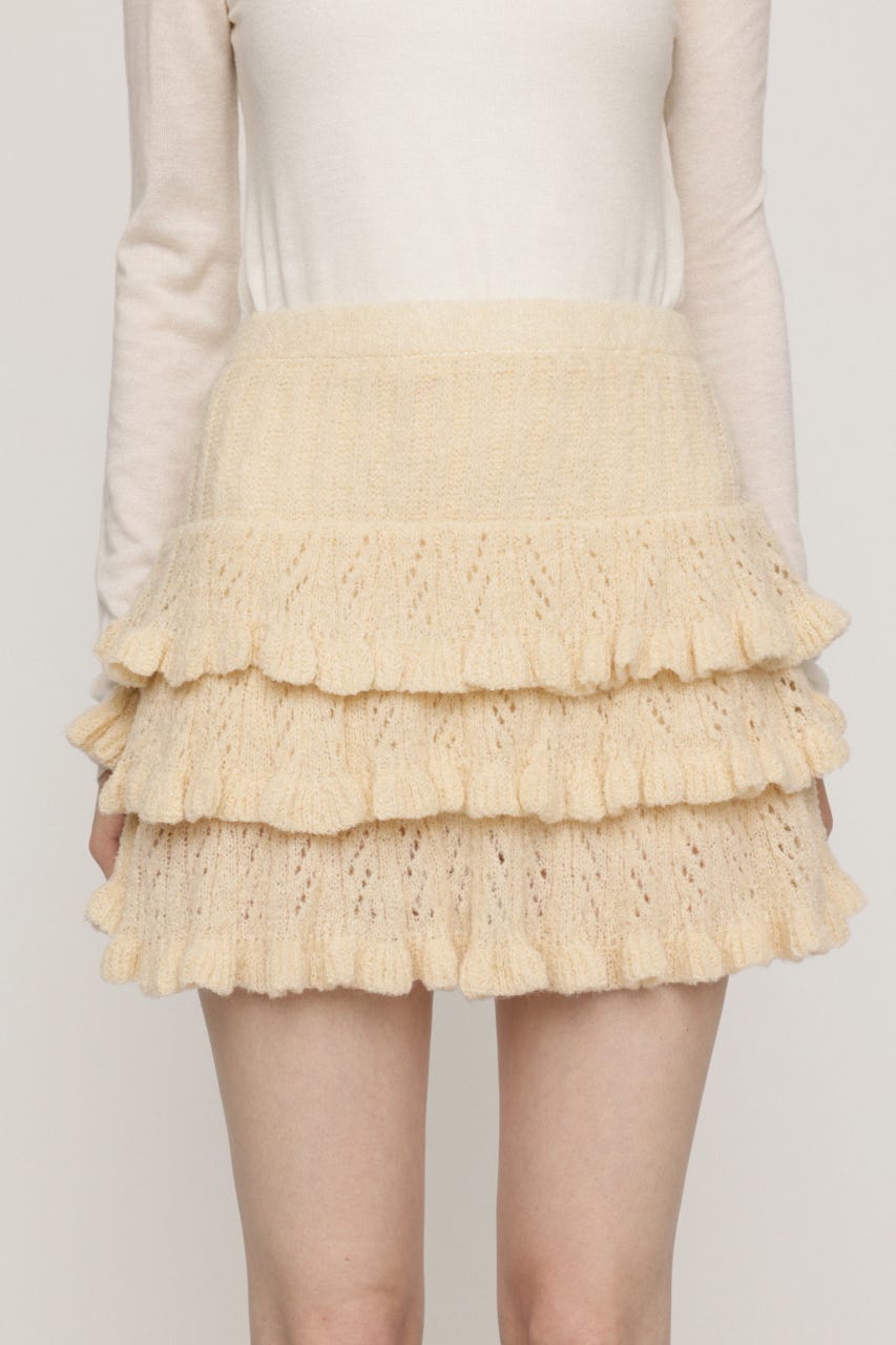 BOUCLE FRILLED ショートスカート IVOY FREE