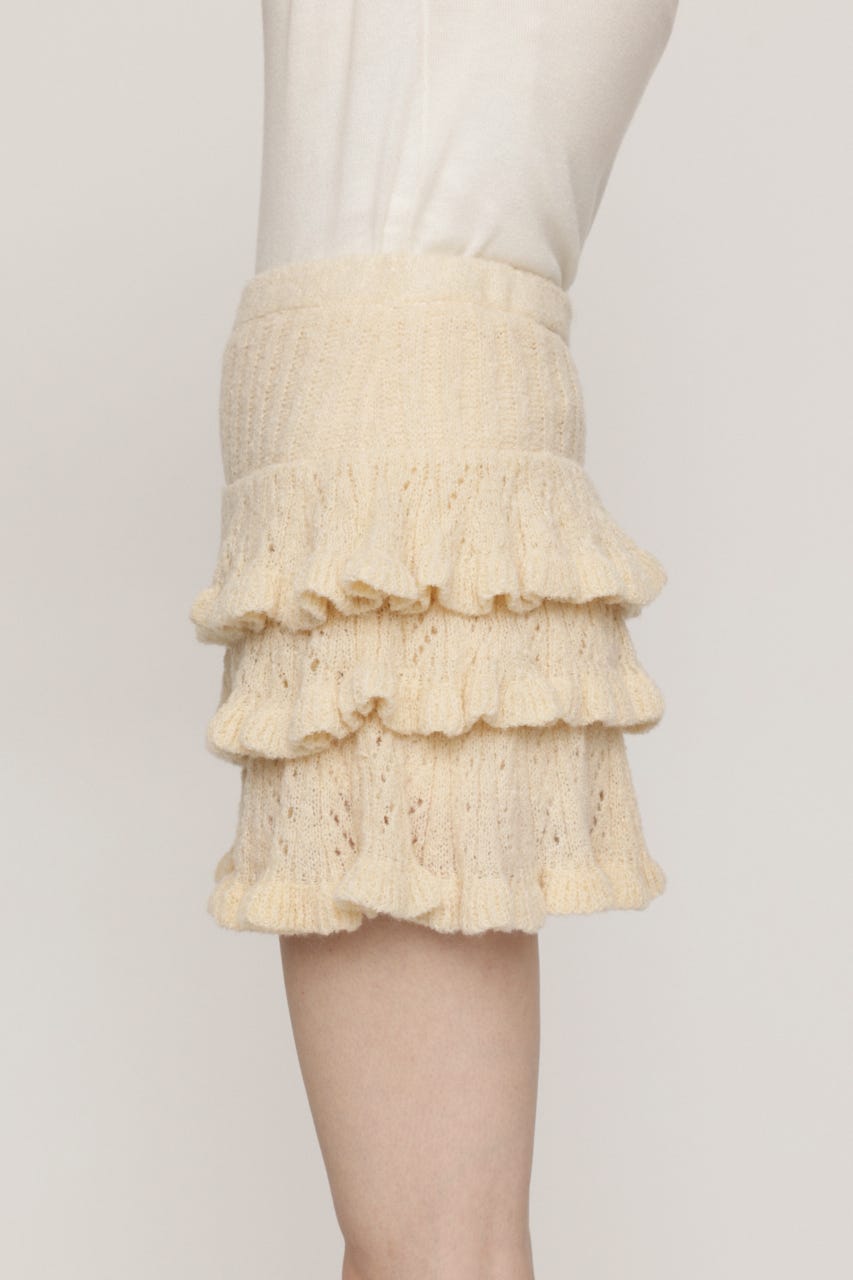 BOUCLE FRILLED ショートスカート IVOY FREE
