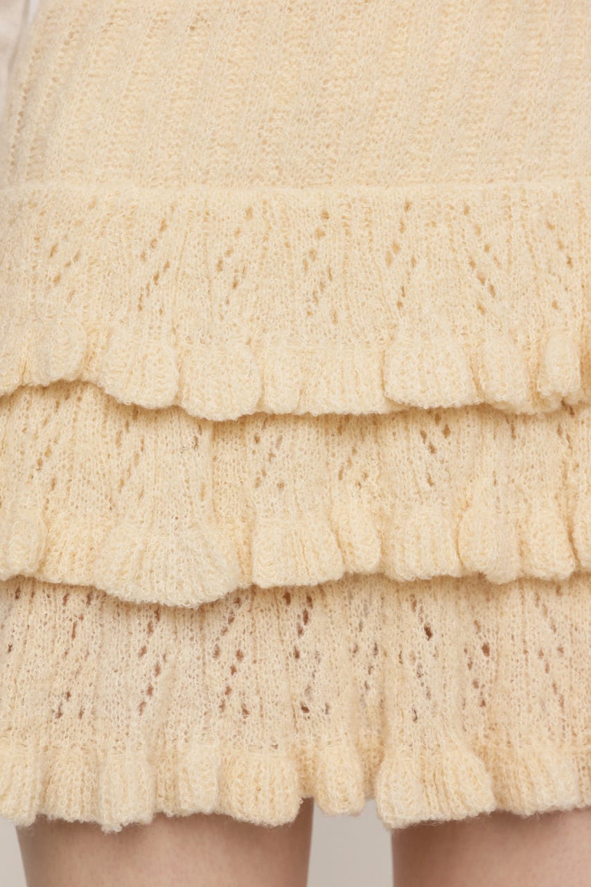 BOUCLE FRILLED ショートスカート IVOY FREE