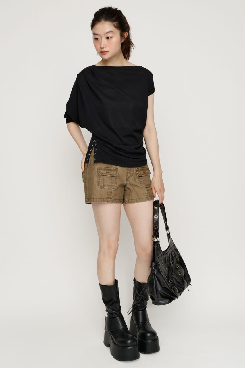 DEFORMED DRAPE トップス BLK FREE