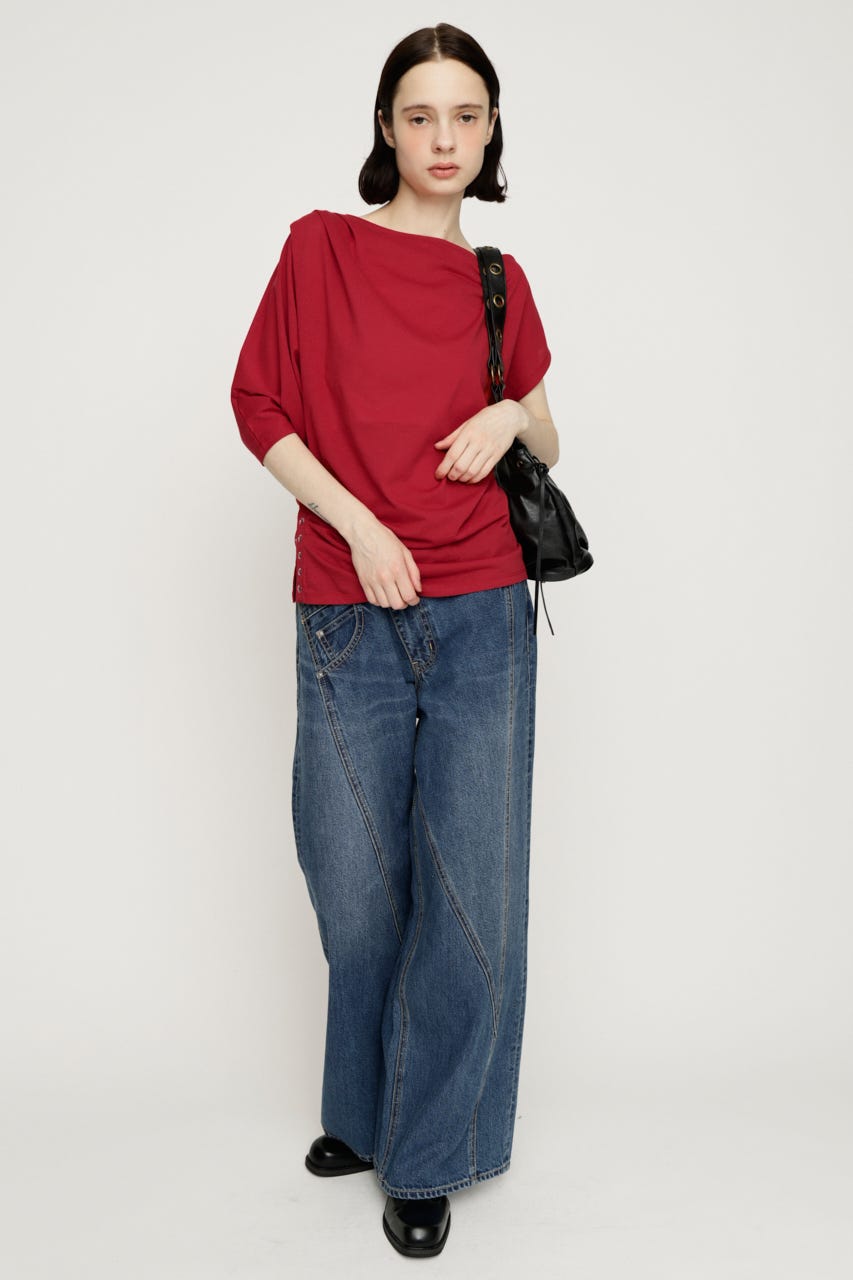 DEFORMED DRAPE トップス RED FREE