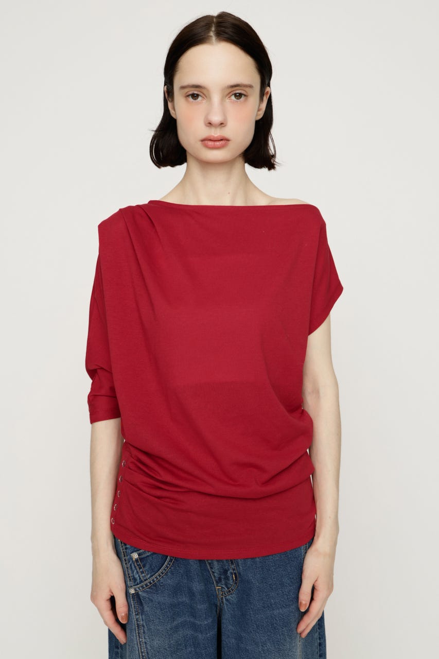 DEFORMED DRAPE トップス RED FREE