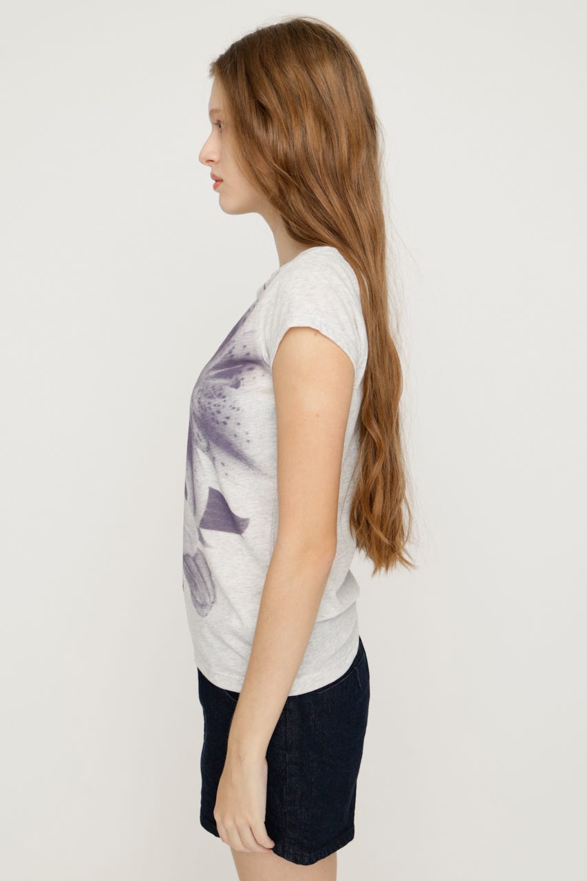 FLOWER PHOTO CAP S／L Tシャツ T.GRY FREE