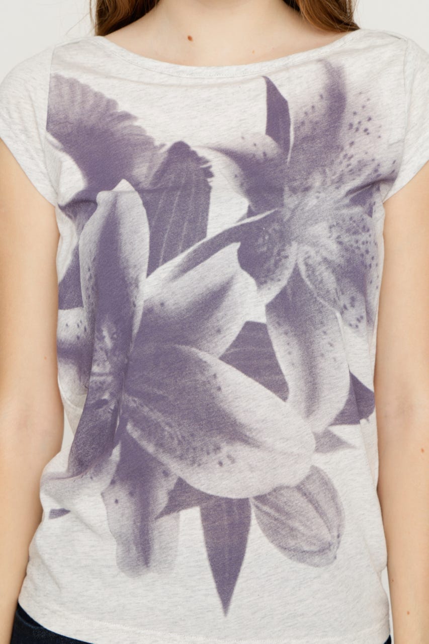 FLOWER PHOTO CAP S／L Tシャツ T.GRY FREE