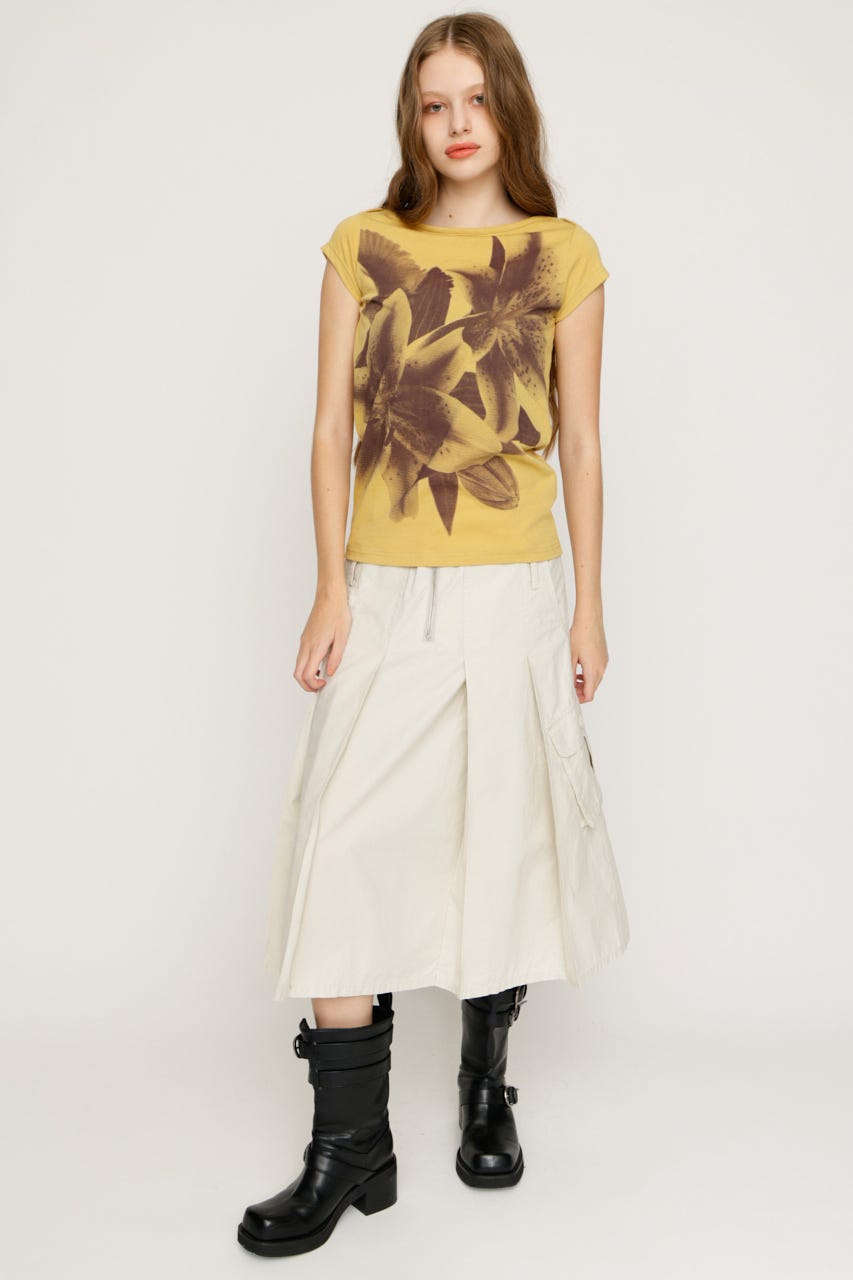 FLOWER PHOTO CAP S／L Tシャツ YEL FREE