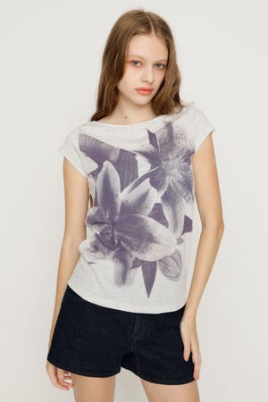 FLOWER PHOTO CAP S／L Tシャツ