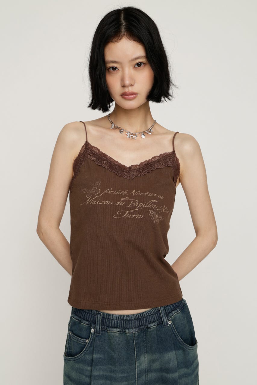 LACE CAMI LOGO トップス