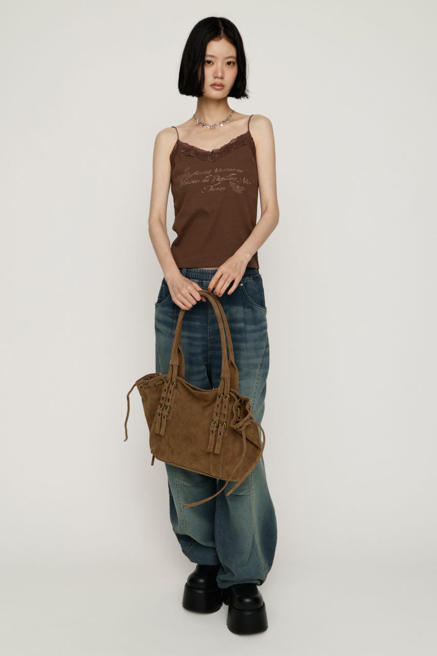 LACE CAMI LOGO トップス BRN FREE