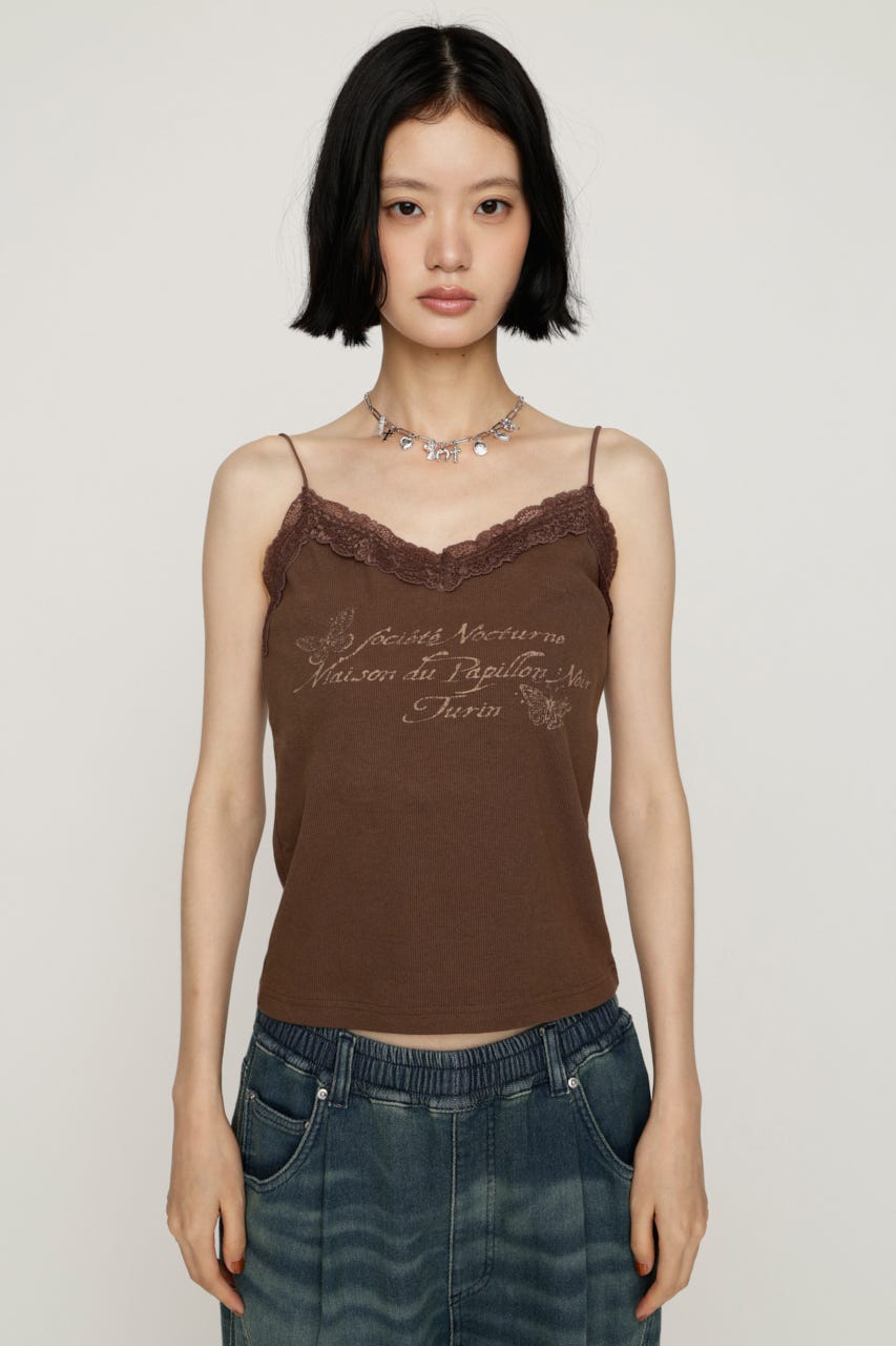 LACE CAMI LOGO トップス BRN FREE