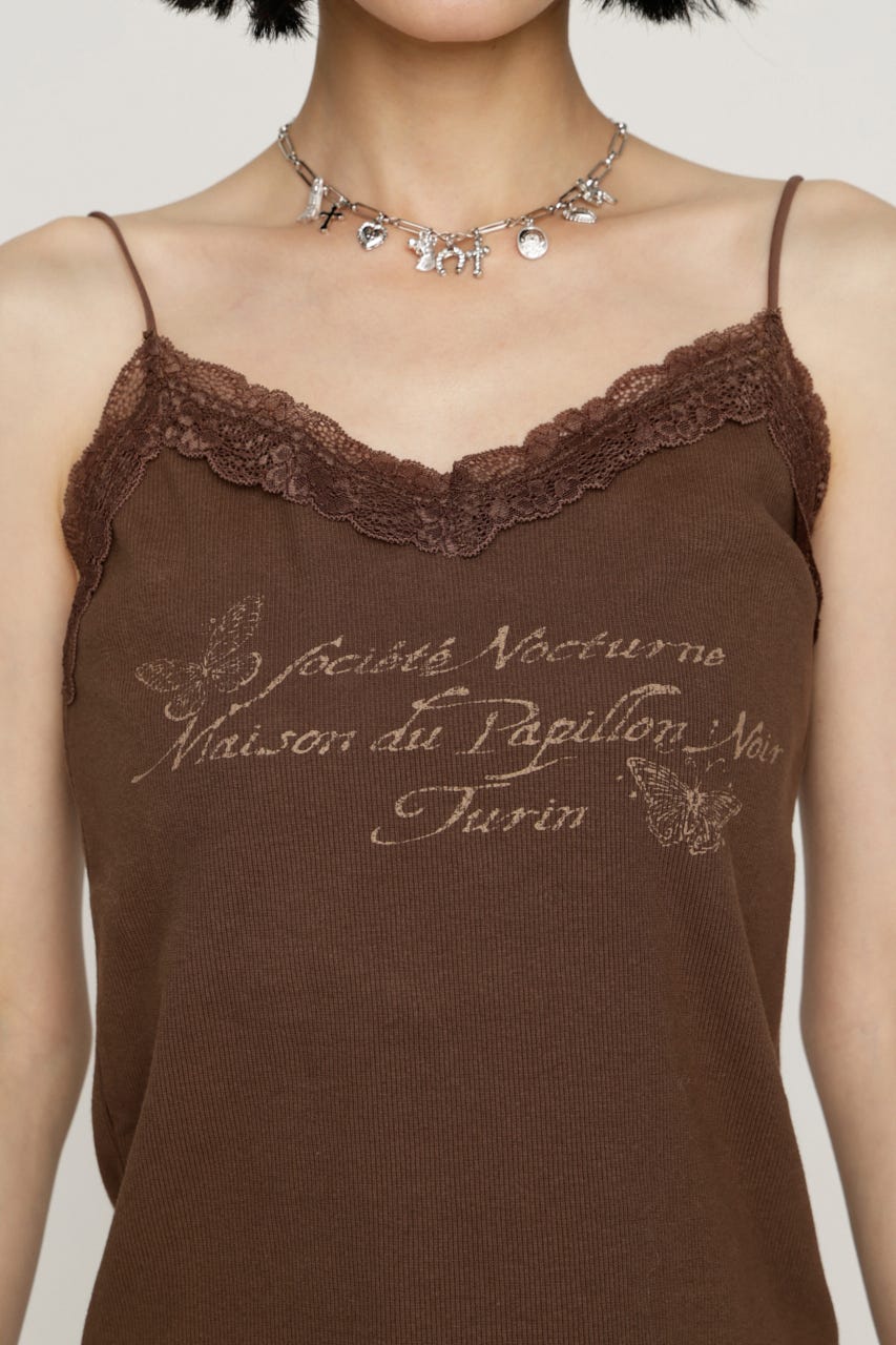 LACE CAMI LOGO トップス BRN FREE
