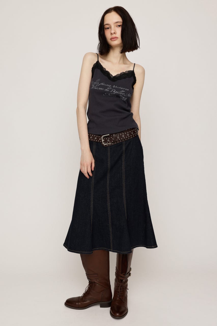 LACE CAMI LOGO トップス L/BLK FREE